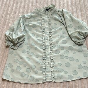 SHEIN Mint Ruffle Blouse